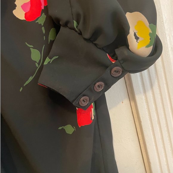 Vintage Oversized 80's Sheer Floral Blouse Dress - Picture 3 of 8